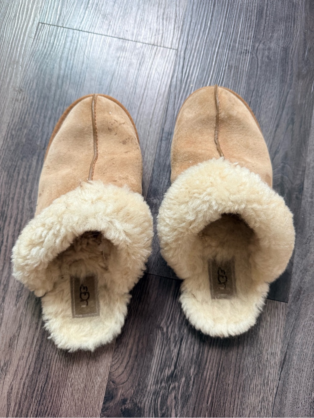 UGG Chestnut Tan Shearling-Lined Slip-On Slippers - Picture 2 of 7